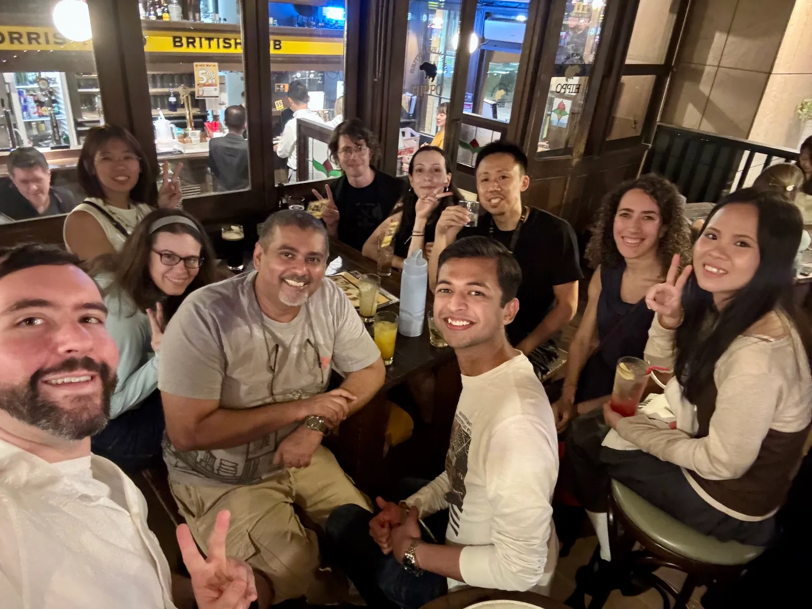 Members at a pub on a night out in Nakasu-Kawabata